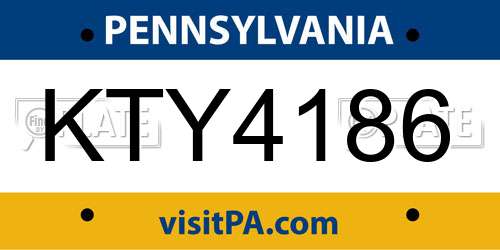 KTY4186 Pennsylvania License Plate