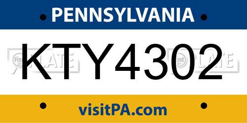KTY4302 Pennsylvania License Plate