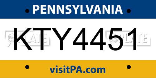 KTY4451 Pennsylvania License Plate