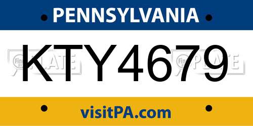 KTY4679 Pennsylvania License Plate