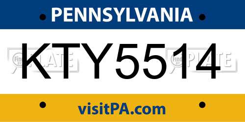 KTY5514 Pennsylvania License Plate