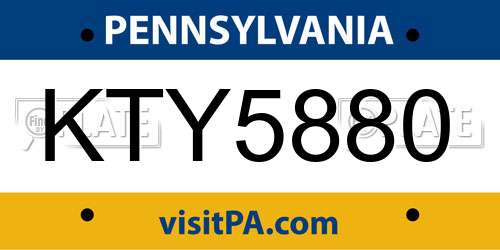 KTY5880 Pennsylvania License Plate
