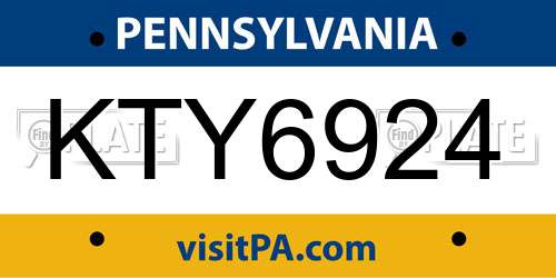 KTY6924 Pennsylvania License Plate