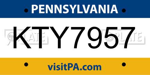 KTY7957 Pennsylvania License Plate