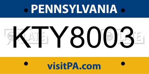 KTY8003 Pennsylvania License Plate