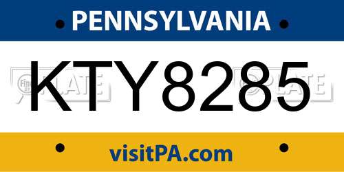 KTY8285 Pennsylvania License Plate