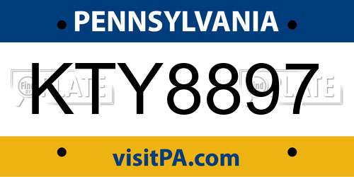 KTY8897 Pennsylvania License Plate