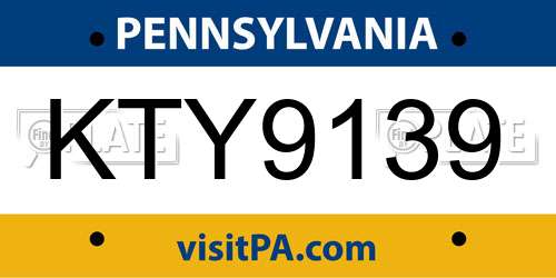 KTY9139 Pennsylvania License Plate