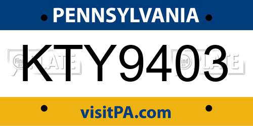 KTY9403 Pennsylvania License Plate