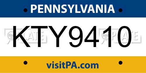 KTY9410 Pennsylvania License Plate