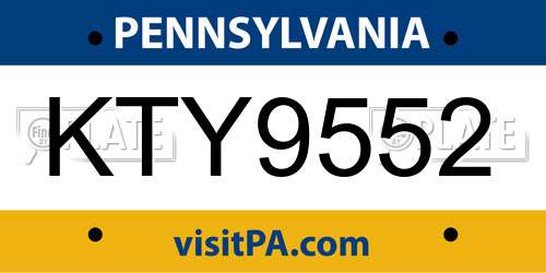 KTY9552 Pennsylvania License Plate