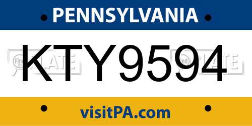KTY9594 Pennsylvania License Plate