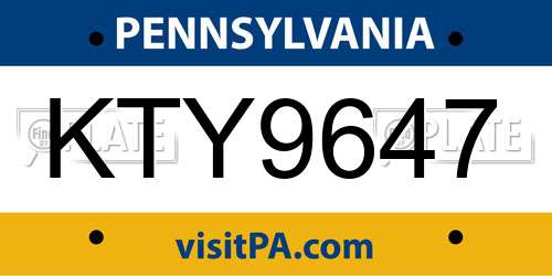 KTY9647 Pennsylvania License Plate