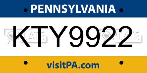 KTY9922 Pennsylvania License Plate