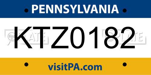 KTZ0182 Pennsylvania License Plate