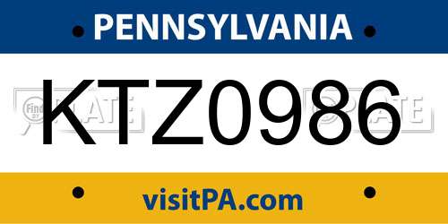 KTZ0986 Pennsylvania License Plate