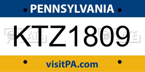 KTZ1809 Pennsylvania License Plate