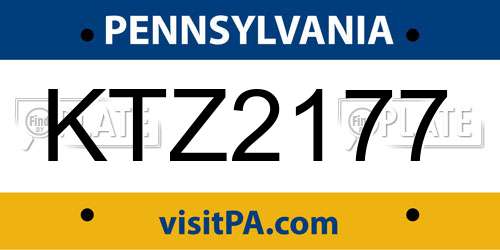 KTZ2177 Pennsylvania License Plate