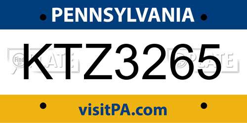 KTZ3265 Pennsylvania License Plate