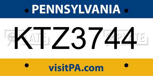 KTZ3744 Pennsylvania License Plate