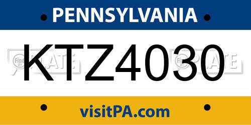 KTZ4030 Pennsylvania License Plate