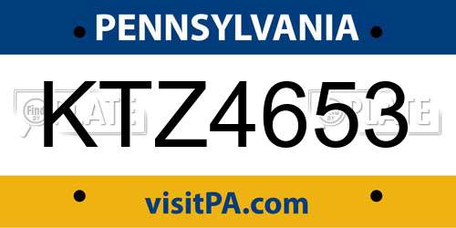 KTZ4653 Pennsylvania License Plate