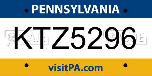 KTZ5296 Pennsylvania License Plate