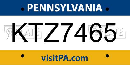 KTZ7465 Pennsylvania License Plate