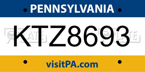 KTZ8693 Pennsylvania License Plate