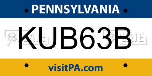 KUB63B Pennsylvania License Plate