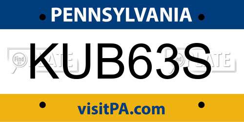 KUB63S Pennsylvania License Plate