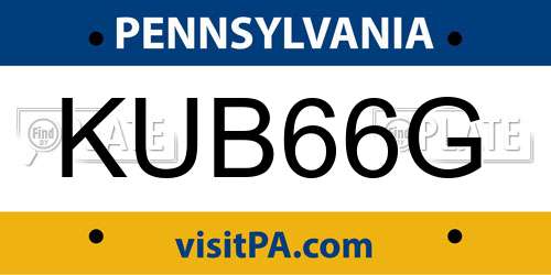 KUB66G Pennsylvania License Plate