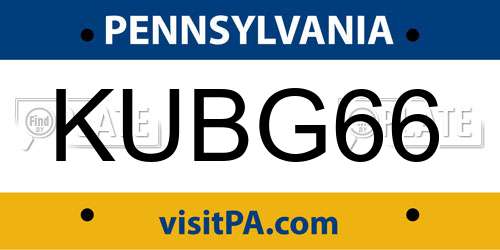 KUBG66 Pennsylvania License Plate