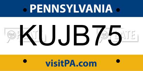 KUJB75 Pennsylvania License Plate