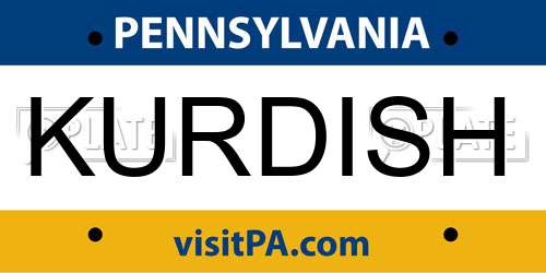 KURDISH Pennsylvania License Plate