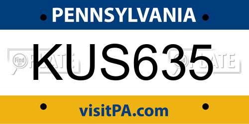 KUS635 Pennsylvania License Plate