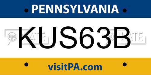 KUS63B Pennsylvania License Plate