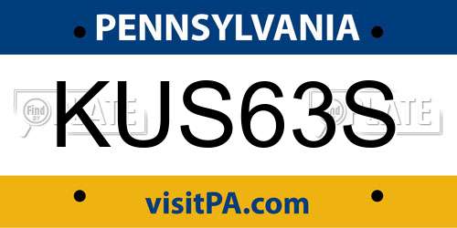 KUS63S Pennsylvania License Plate