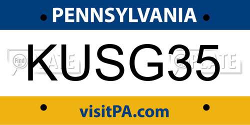 KUSG35 Pennsylvania License Plate
