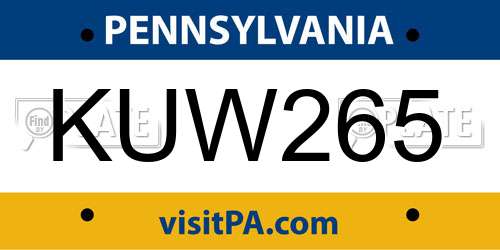 KUW265 Pennsylvania License Plate