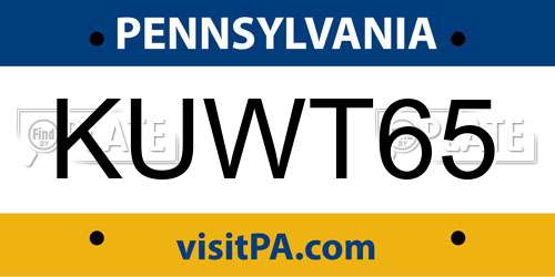 KUWT65 Pennsylvania License Plate