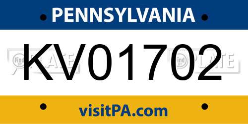 KV01702 Pennsylvania License Plate