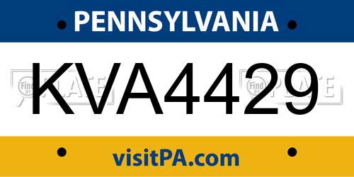 KVA4429 Pennsylvania License Plate