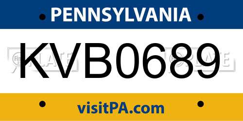KVB0689 Pennsylvania License Plate
