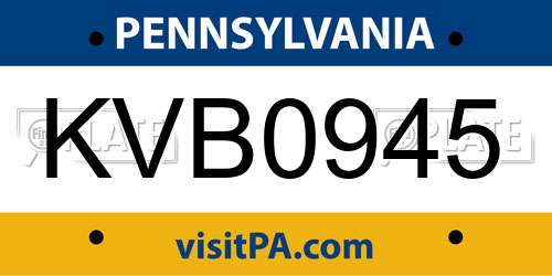 KVB0945 Pennsylvania License Plate