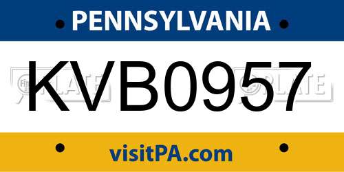 KVB0957 Pennsylvania License Plate