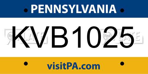 KVB1025 Pennsylvania License Plate