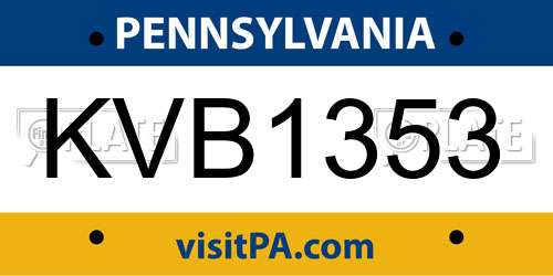 KVB1353 Pennsylvania License Plate