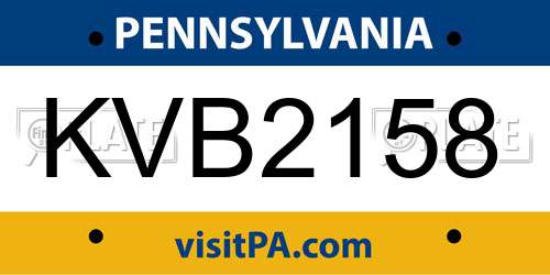 KVB2158 Pennsylvania License Plate