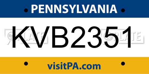 KVB2351 Pennsylvania License Plate
